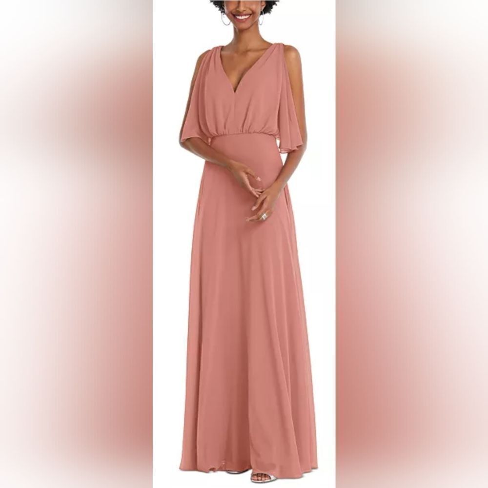 AFTER SIX V-Neck Split-Sleeve Blouson-Bodice Maxi Dress NWT size 8 desert rose